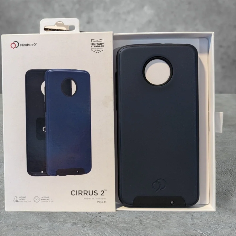 Y1. Nimbus9 Cirrus 2 Case for Moto Z4 In Blue, Mount Ready Hub, Qi Compatible